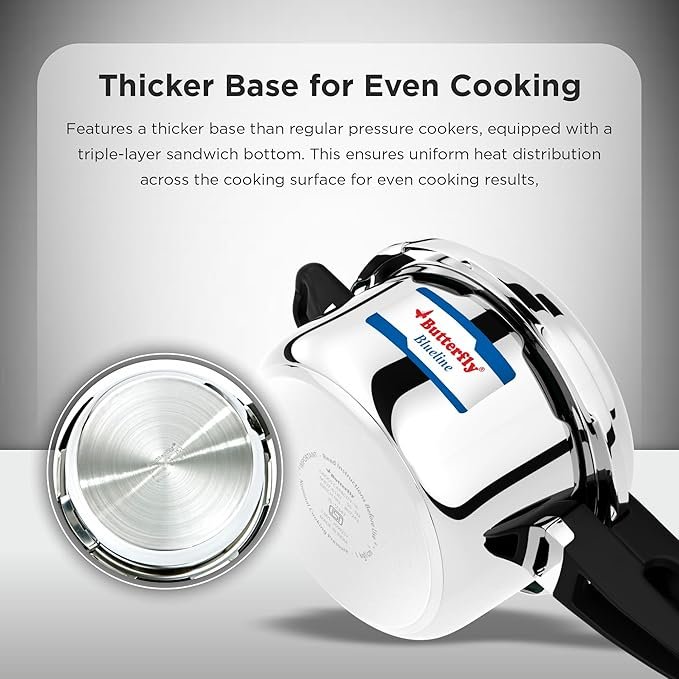 Butterfly Blue Line Stainless Steel Pressure Cooker, 3 Litre in UK - Image 4