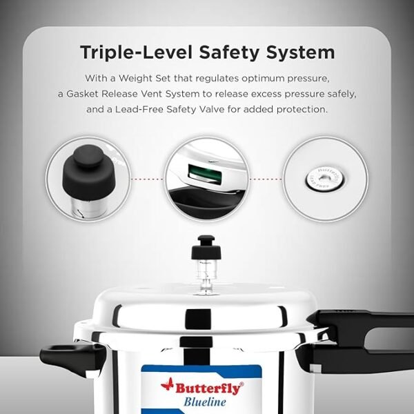 Butterfly Blue Line Stainless Steel Pressure Cooker, 3 Litre in UK - Image 3