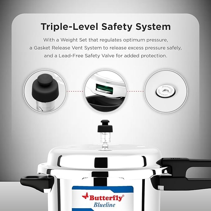 Butterfly Blue Line Stainless Steel Pressure Cooker, 3 Litre in UK - Image 3