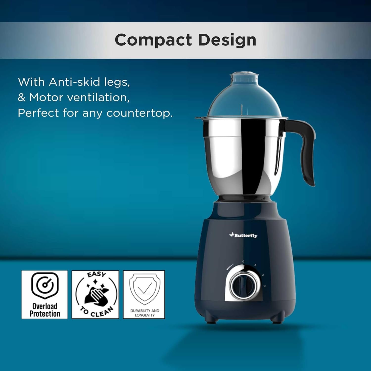 Butterfly Pestle 750W Mixer Grinder with 3 Jars | Buy Online in UK at ZetMart - Image 3